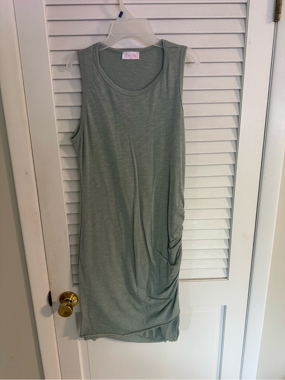 Pink lily sage green dress